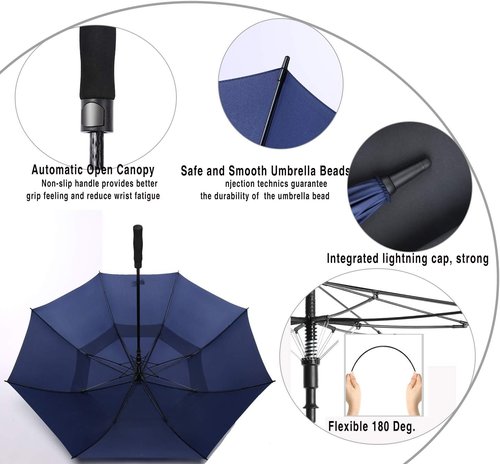 Golf Umbrella - Extra Large 54/62/68/72 Inch Double Canopy | Windproof & Waterproof Design