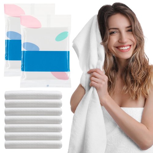 24 Pack Disposable Bath Towels, 55" x 27.5" Ultra Soft Quick Dry Large Portable Thicken Camping Towels Travel Towel for Hotel Travel Camping Beach Swimming Gym Sauna Spa Pet Towel, Individual-Packing