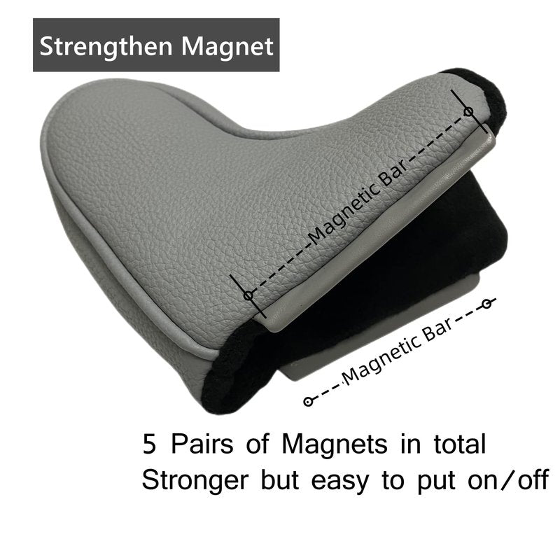 NEwoilkwo Magnetic Golf Blade Putter Head Cover, Compact Size, Grey-Blue, Fits for All Brand - Protect Golf Clubs