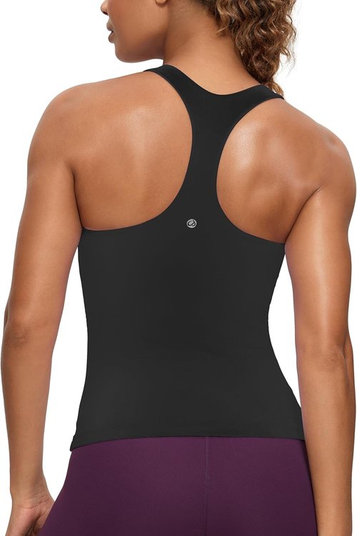 CRZ YOGA Butterluxe Workout Tank Tops - Padded Spandex Racerback Yoga Shirts for Women