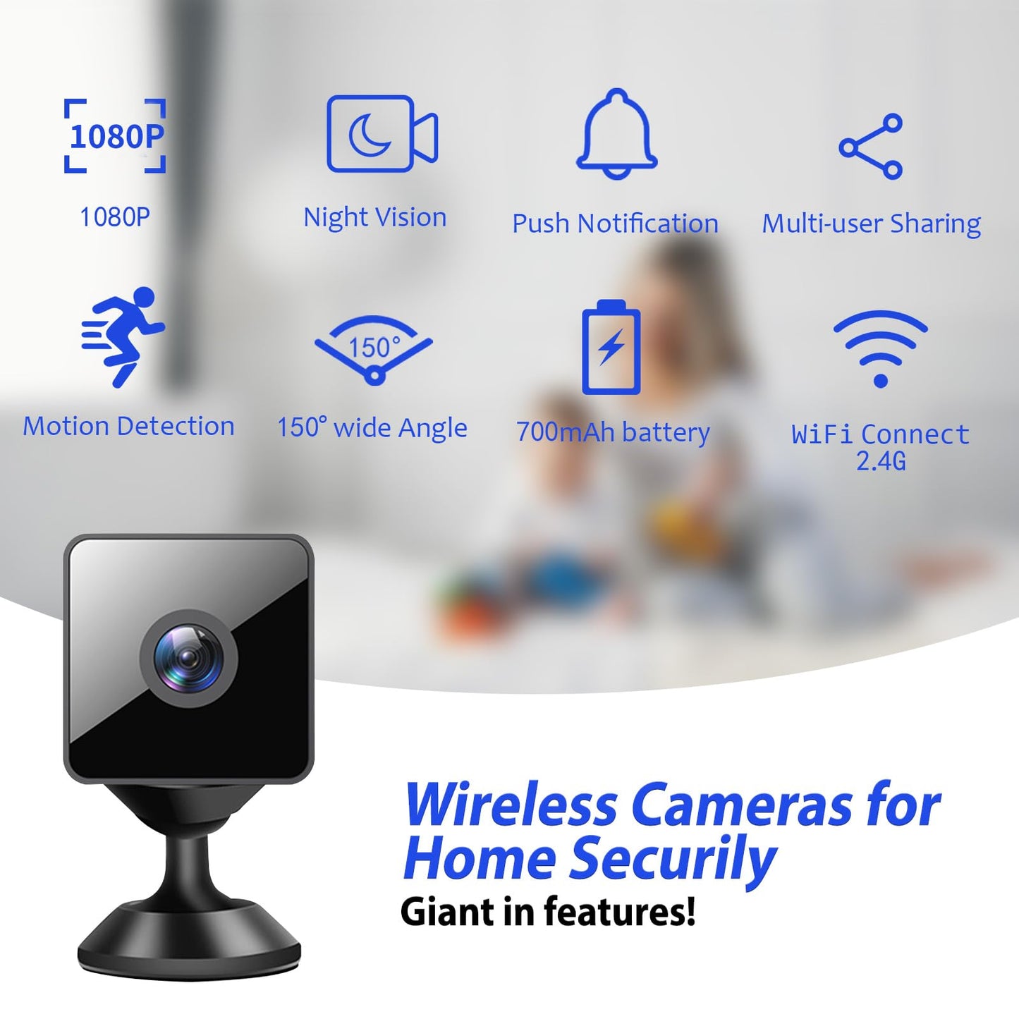 Mini Wireless Security Camera, 1080P HD Small Magnetic Home WiFi Micro Camera Nanny Cam with Motion Detection, Cloud & SD Storage, Night Vision, Tiny Cameras for Home Pet Baby Office Indoor Outdoor