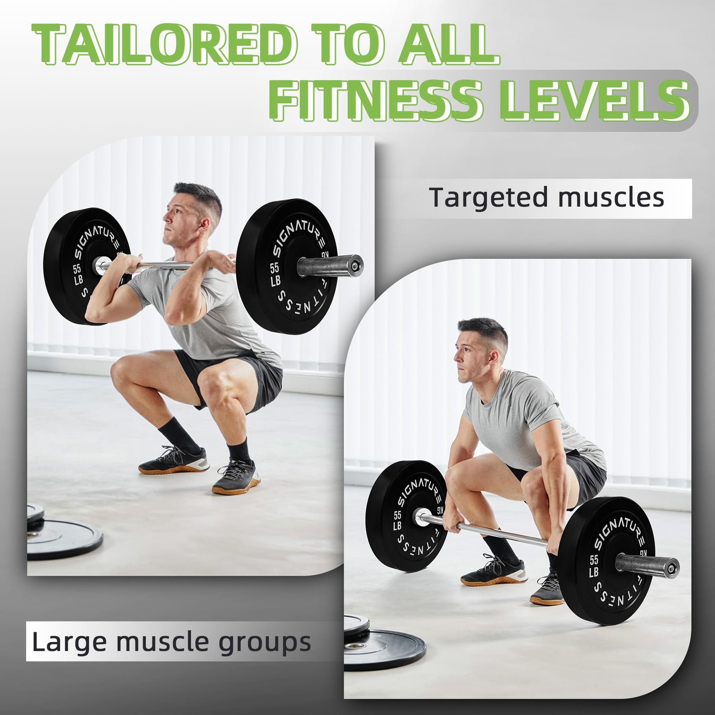 Fitvids 2" Olympic Bumper Plate Weight Plates with Steel Hub – 50-Pound Set – Set: 50 lbs – Black
