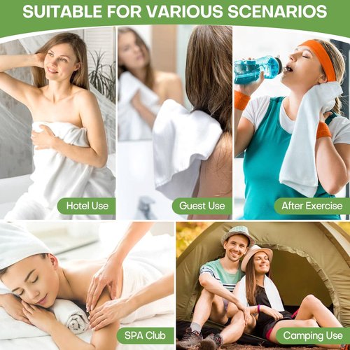 fancyou Disposable Bath Towels Compressed Towel, 55''X27.5'' Large Thicken Travel Towel Disposable Camping Shower Body Towels for Hotel Beach Swimming Pet Towels (12 Pack Green)