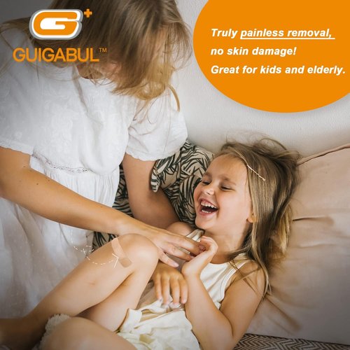 G+ GUIGABUL Silicone Bandages for Sensitive Skin - Painless Removal, 40 Medium & 15 Extra Large Counts