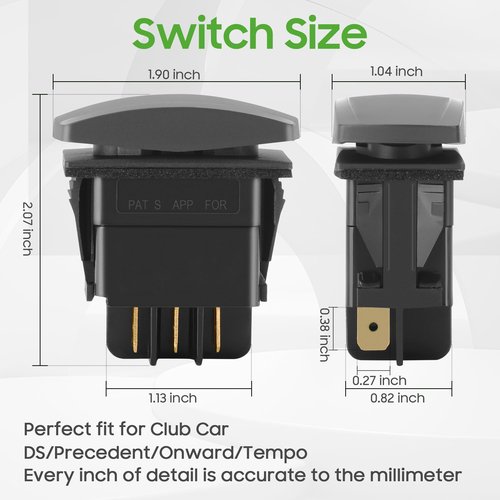 Forward Reverse FWD REV Switch 48V for Since 1996 Electric Golf Cart Club Car DS/Onward/Tempo/Precedent, Replacement Part 101856001, 101856002 (with Base Screw Set)