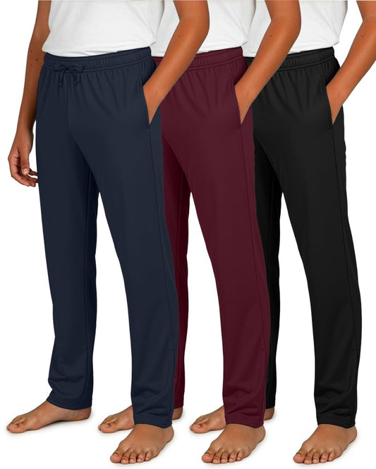 Real Essentials 3 Pack: Boys Cotton Soft Pajama Pants Kids Bottoms Pjs Youth Teen Pijamas Sleep Pyjamas Lounge para Niños- Set 4, L, 12-14