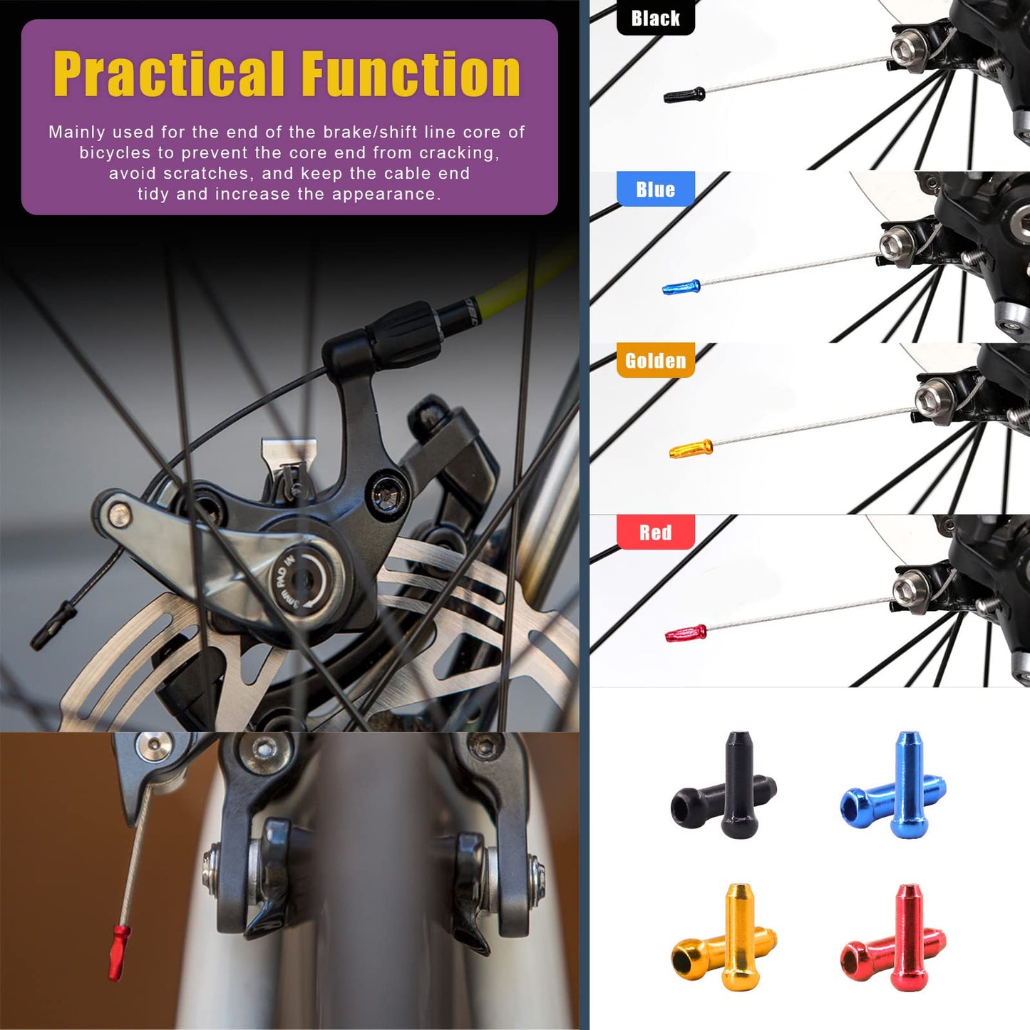Swpeet 25Pcs Heavy Duty Cable Cutter and Alloy Cable End Crimps Brake Cable Tips with 4mm Derailleur End Caps and 5mm Bicycle Bike Brake Cable Tips Caps Assortment Kit for All Kinds of Bicycles