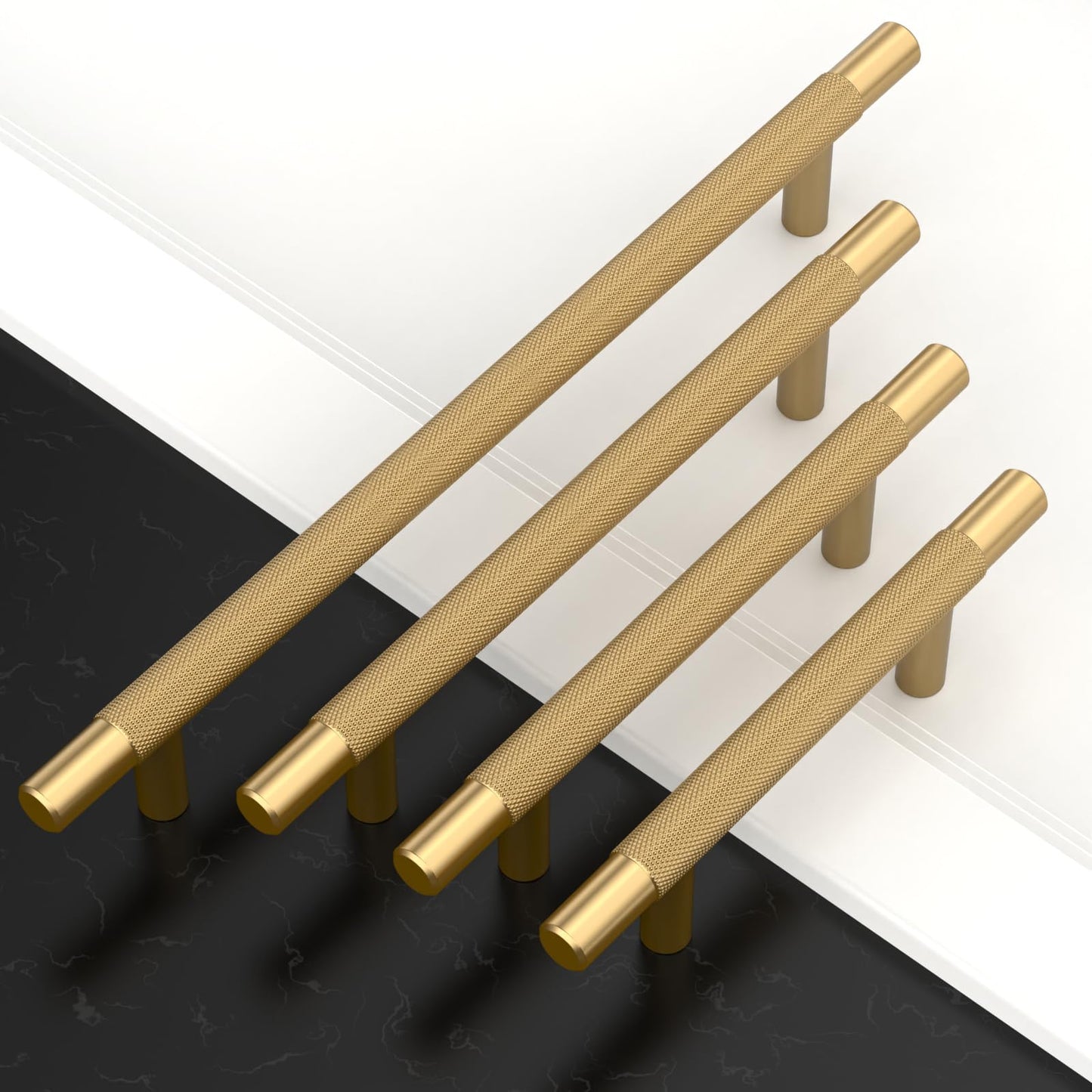 Amerdeco 10 Pack Champagne Bronze Knurled Cabinet Pulls 10 Inch Hole Centers Kitchen Cabinet Handles Hardware Kitchen Handles for Cabinets Handles IH0006