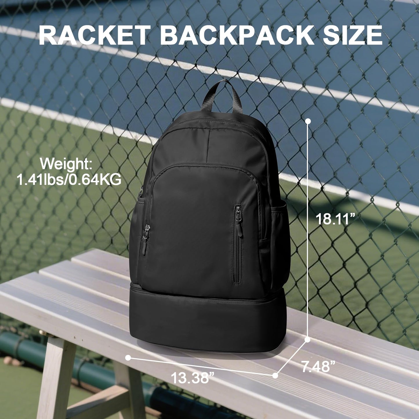 wassdins Pickleball Backpack for Women Men, Gym Back Pack with Shoe Compartment, Pickleball Bag Fits 2 Pickle Ball Paddles & Gear, Racket Backpack with Water Bottle Holder, Dry/Wet Pocket