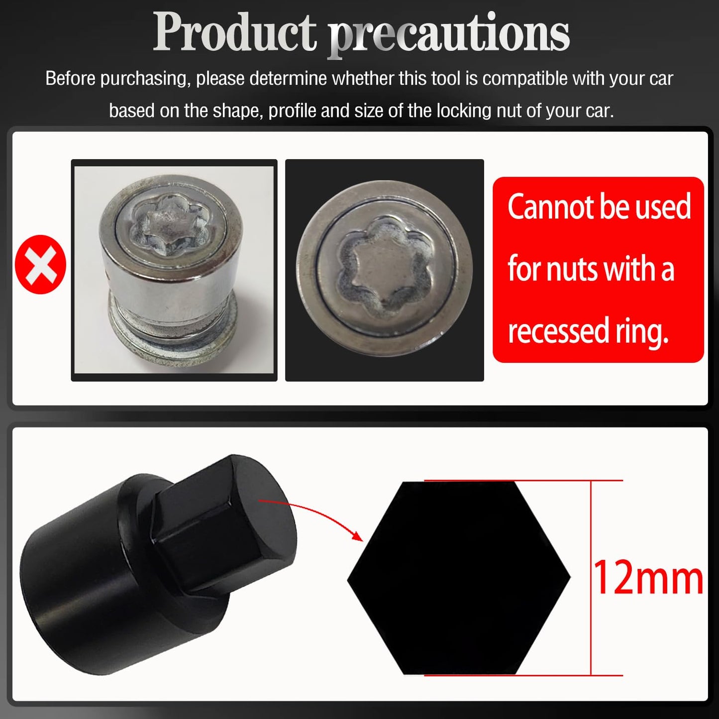 JEUCLEL D-Wheel Locking Nut Key Compatible with Toyota Models, Lexus, Tacoma, Wheel Lock Nut Socket Adapter, Anti-Theft Lug Removal Tool, Socket Remover Hand Repair Tool
