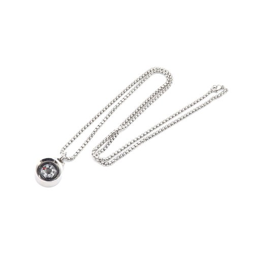 Engraved Compass Necklace, Navigation Compass Necklace for Women Men Best Friends, Fashion Festival Gift Wrap, Silver