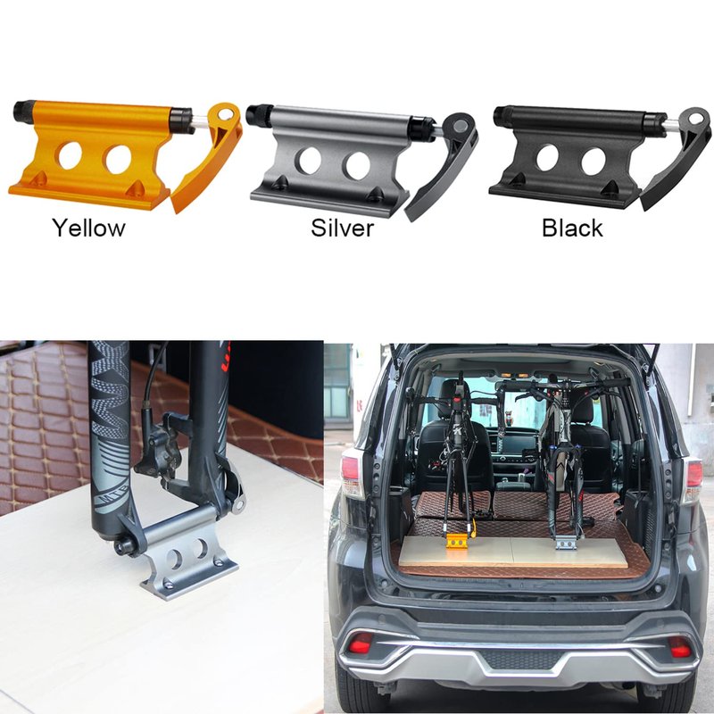 CXOYLL Bike Block Fork Mount w/Quick-Release Lever, Aluminum Alloy Bicycle Front Fork Fixed Clip Luggage Rack for Truck Bed/Trailer/Van, Vertical or Horizontal Mounted (Silver)