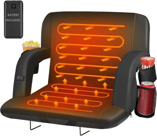 HOPERAN Heated Stadium Seats - Dual-Sided Design with Back Support & 20000mAh Power Bank | 3 Heating Levels