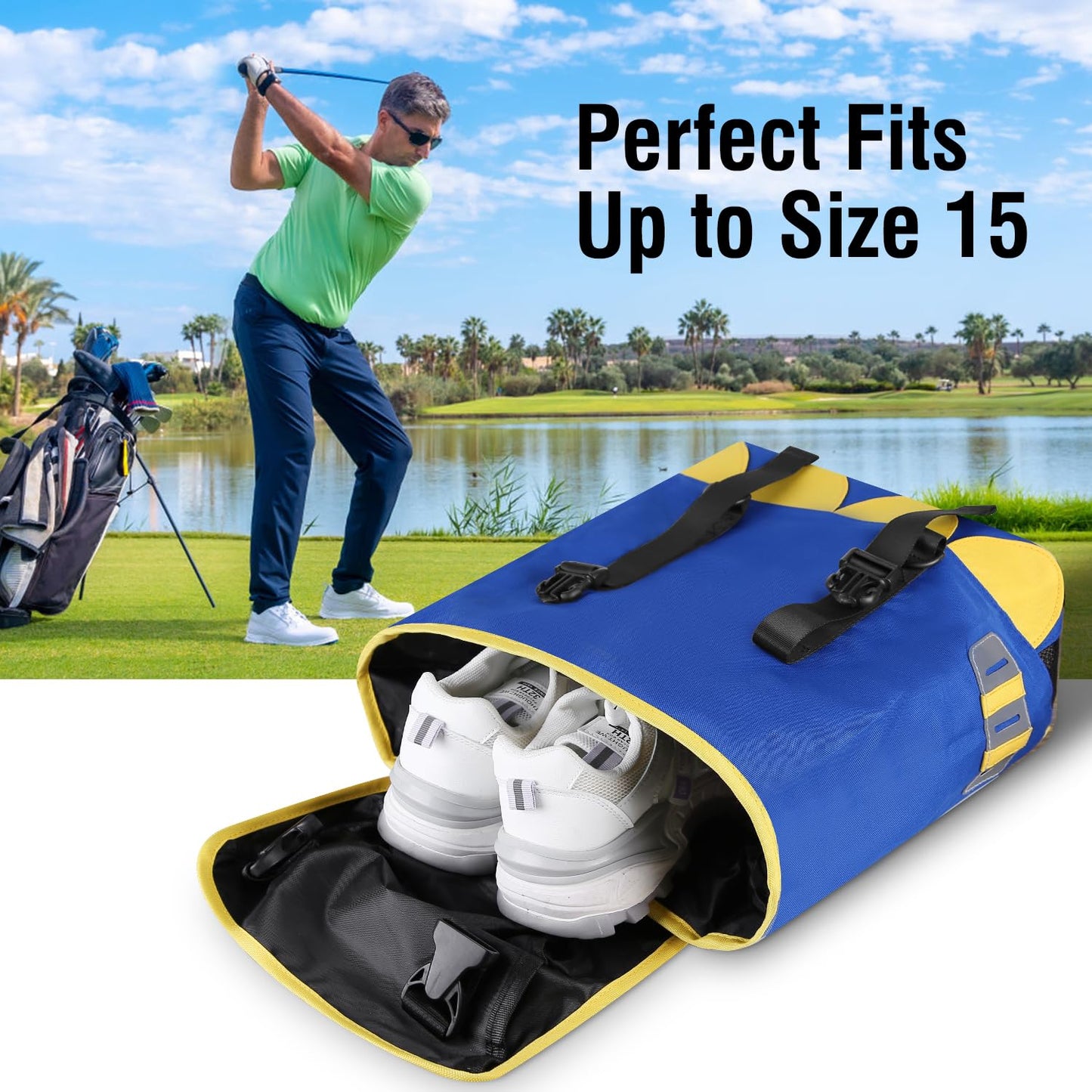 Golf Shoe Bag, Shoe Bag for Men, Large Outdoor Shoe Carrier Bags with Handle for Multiple Sport Golf Shoes