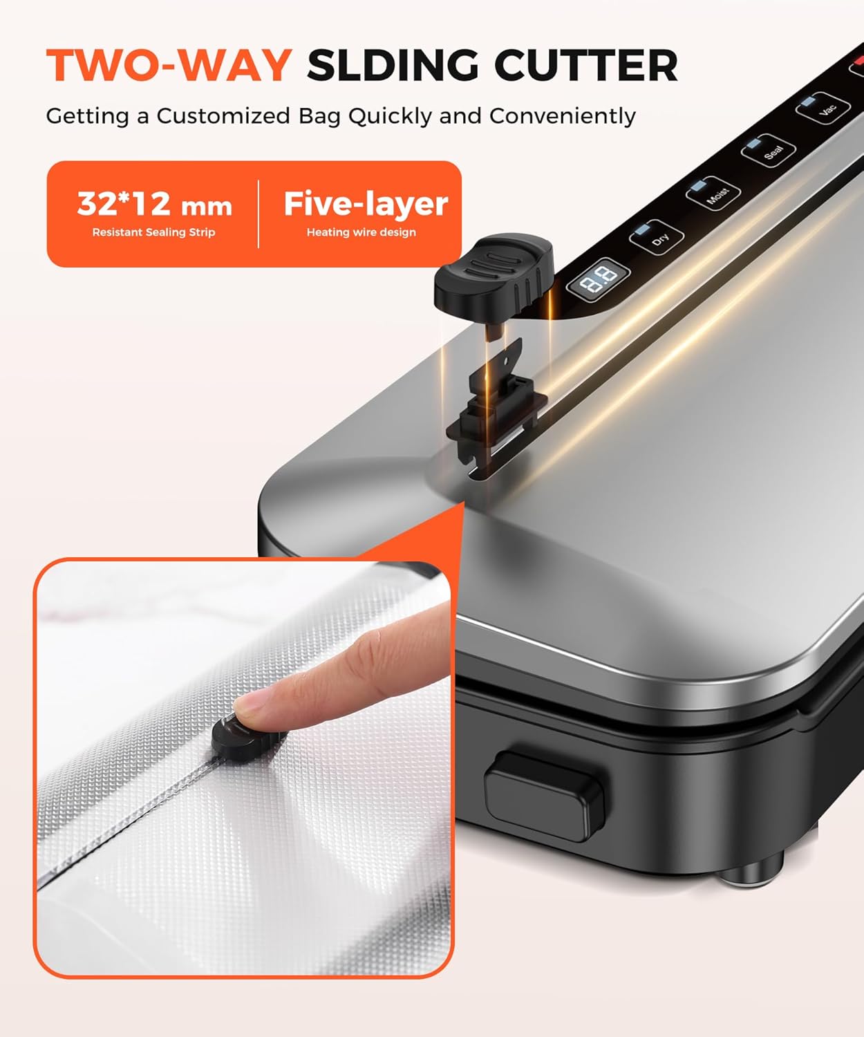 Vacuum Sealer Machine - 6-in-1 Dry/Moist Modes & Digital Timer | Compact Design with 10 Bags (Black/Silver)