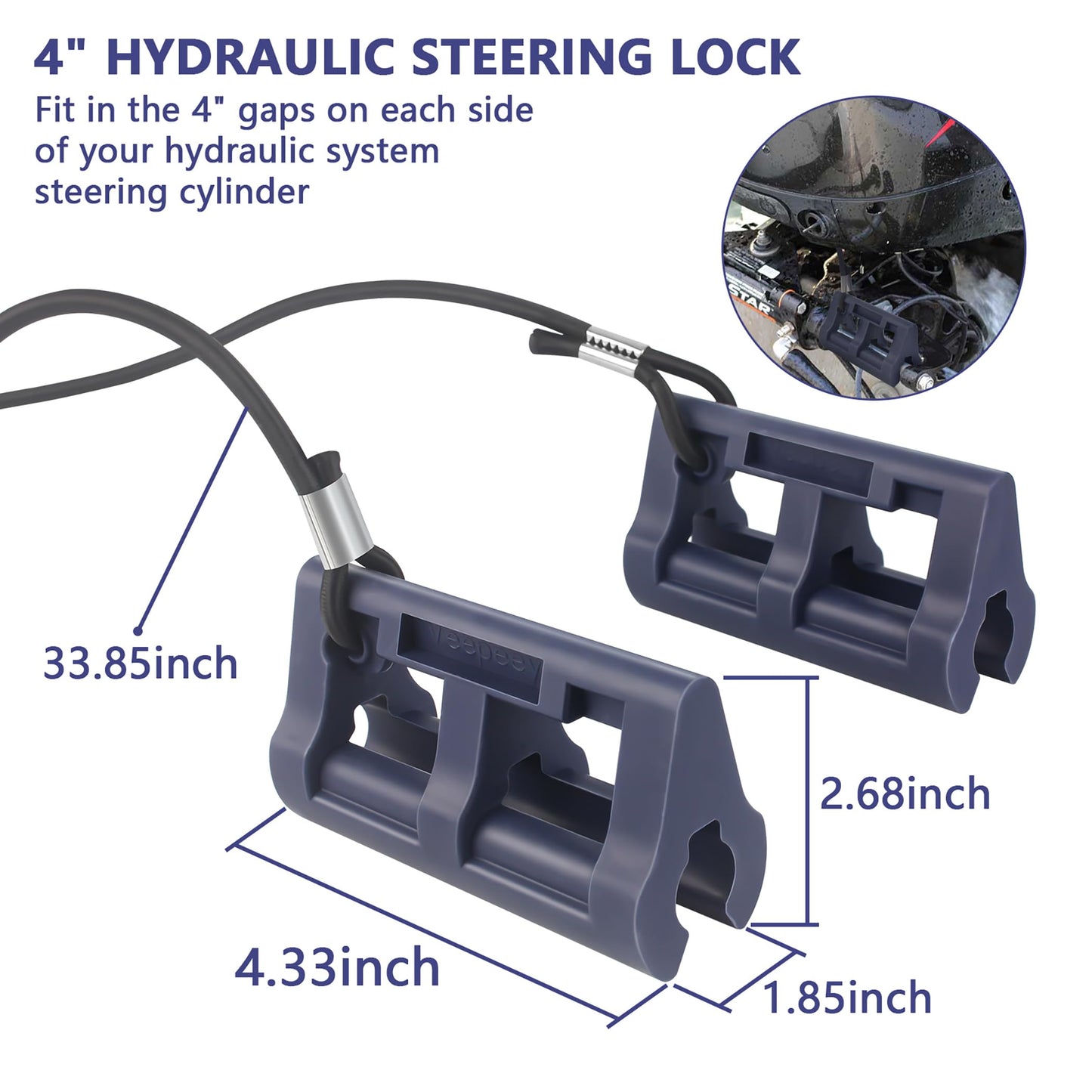4" Steer Stop Hydraulic Steering Lock for Outboard Motor Trailering & Transport – Stabilizes Engine, Prevents Swinging – Fits Most Steering Cylinder Rods – Ideal for Boaters & Marine Enthusiasts