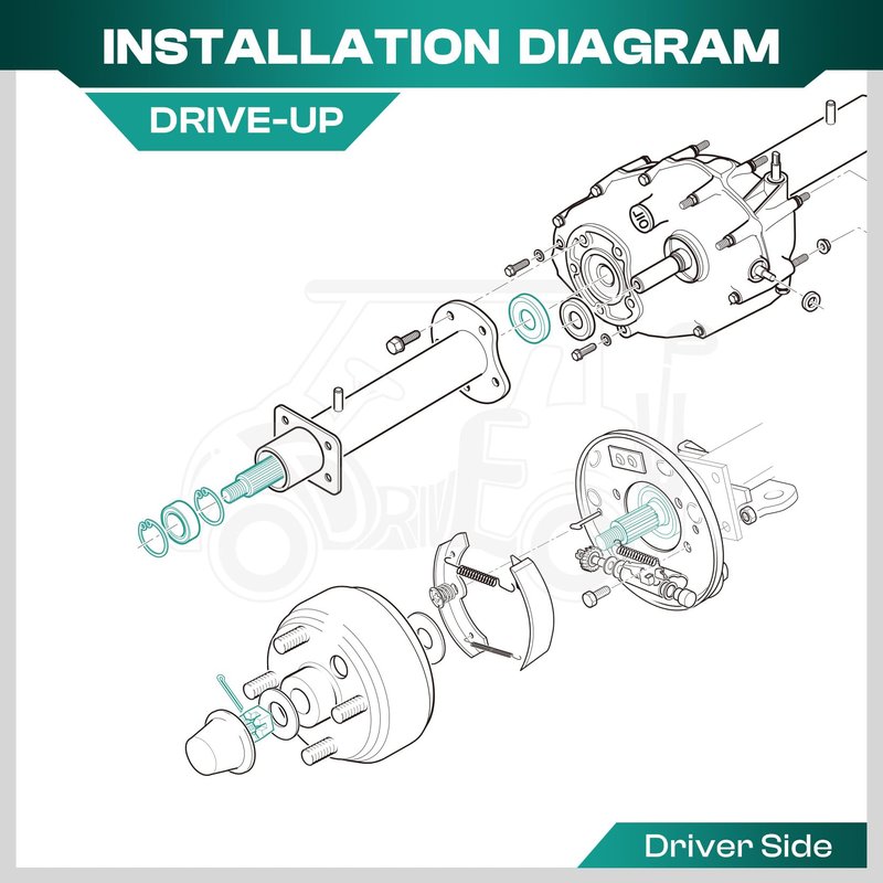 DRIVE UP Golf Cart Rear Axle Shaft with Bearing Seal for 1994.3-2009 EZGO Gas TXT, Medalist, ST, MPT Models, Driver Side EZGO Rear Spline Axle Shaft Kit OEM# 72056G01 72056-G01 26811-G01