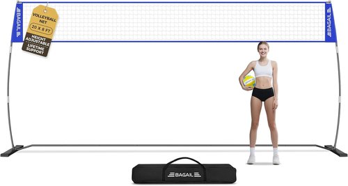 BAGAIL Volleyball Net - Portable 12ft/20ft Adjustable Height Set | Heavy-Duty Frame & Carry Bag