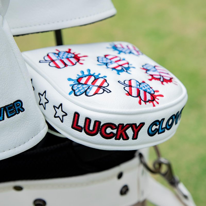 Golf Mallet Putter Cover Headcover, USA Lucky Clover Magnetic Closure Premium Leather Golf Headcovers Fits Golf DF3 Putter, Mallet Putter Headcover (for DF3 Putter)