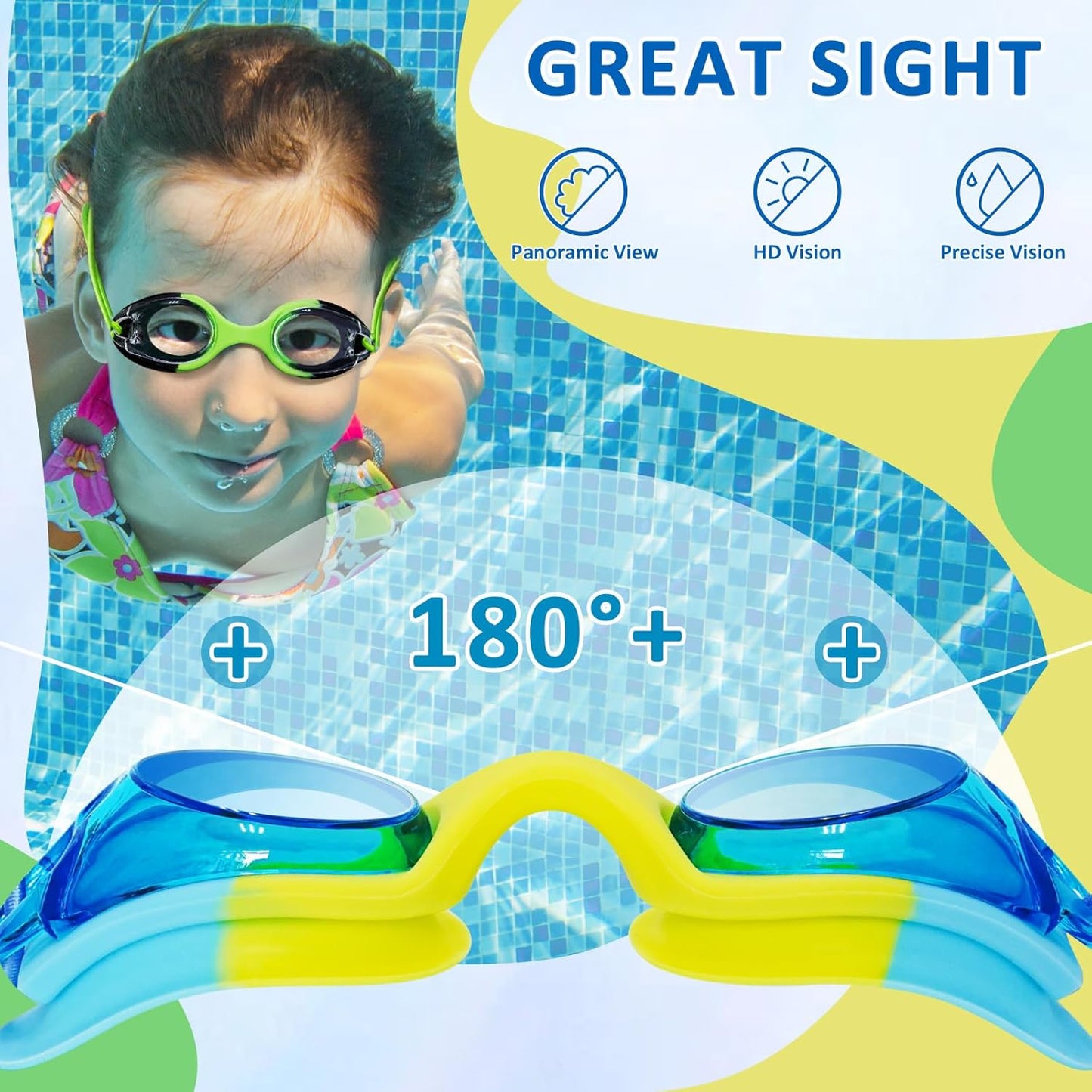XDX Kids Swim Goggles - 3 Pack With Adjustable Bungee Strap | Anti-Fog, No Leak Design for Ages 3-14