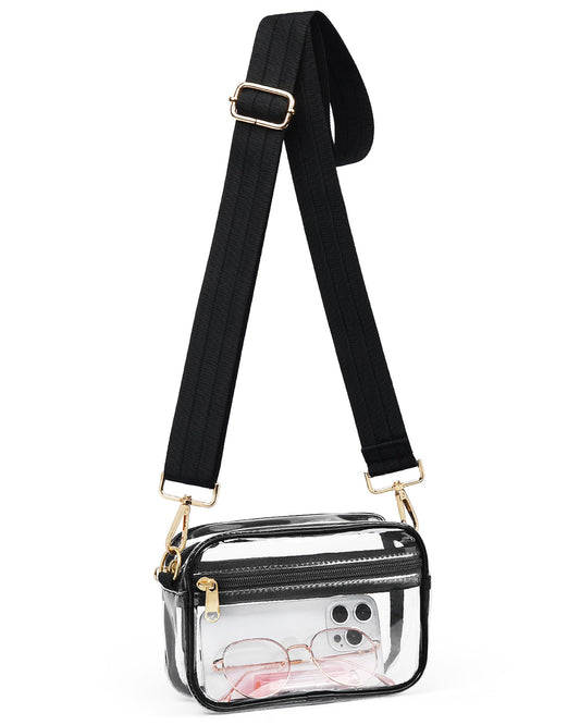 HULISEN Clear Crossbody Bag Stadium Approved, Clear Purse for Women Men, Transparent Messenger Shoulder Handbag