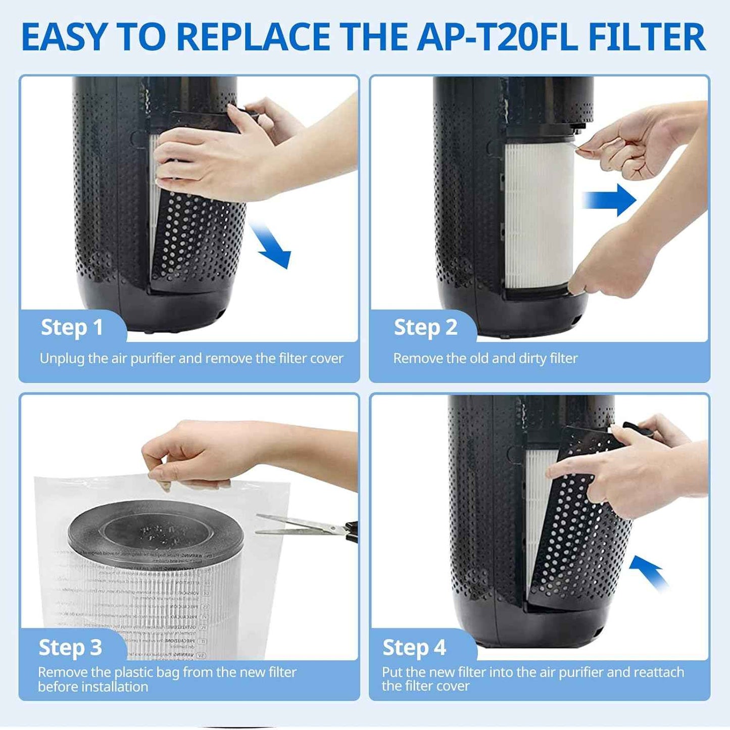 HoMedics TotalClean AP-T30 & AP-PET35 Replacement HEPA Filter - 2 Pack, 360° 5-Layer Filtration
