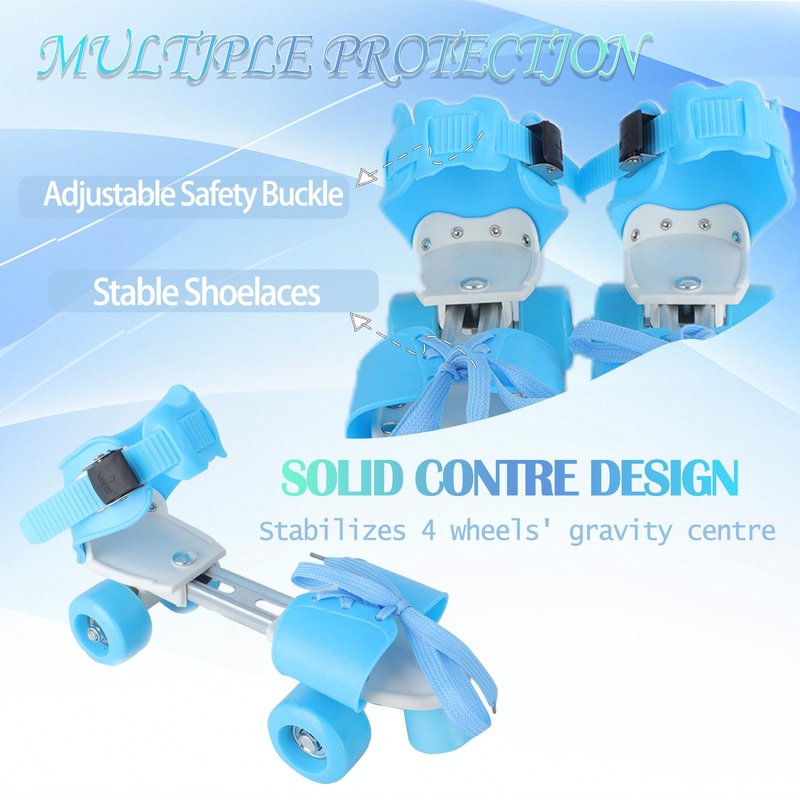 Roller Skates for Girl Boy,Quad Rollerskate for Little Kid Age 2-5, Adjustable Size from 6C-12C,Retractable Skates for Beginning with Knee,Hand Protection, Birthday Gift Indoor Outdoor Sport