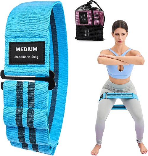 Adjustable Fabric Resistance Bands - 5 Levels of Customizable Tension for Squats & Glutes | Non-Slip Booty Bands for Men & Women