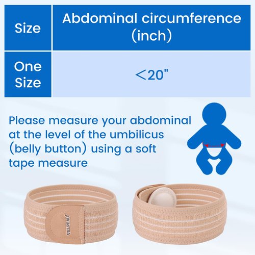 Velpeau Umbilical Hernia Belt Baby Newborn -with 3 Different Shaped Compression Pads, Belly Button Navel Band Wrap Truss Abdominal Binder Support for Infant, Children, Toddler, Kids (Khaki-Reg)