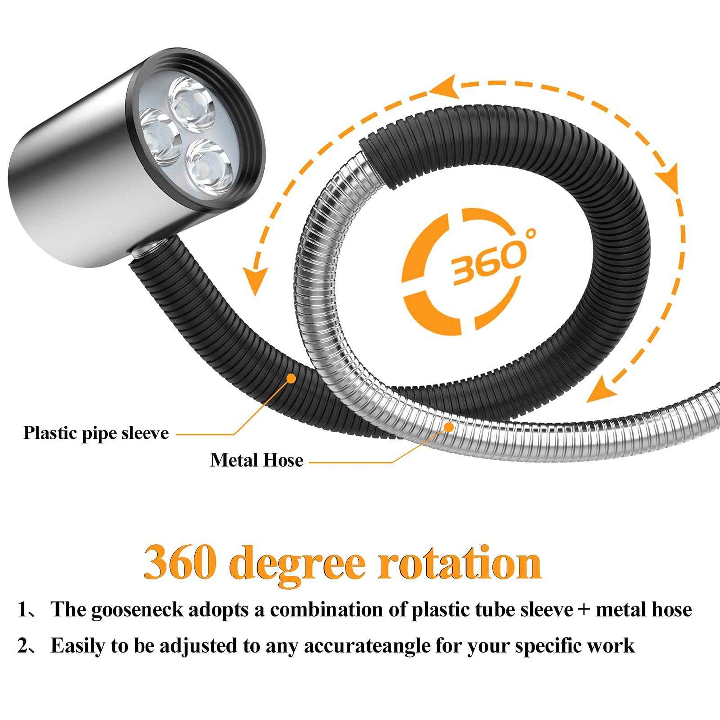 12T Magnetic Work Light, IP65 Water Proof Led Machine Light, 23in Flexible Gooseneck lamp with Strong Magnetic Base for Lathe Milling Drill Press Industrial Lighting 120V