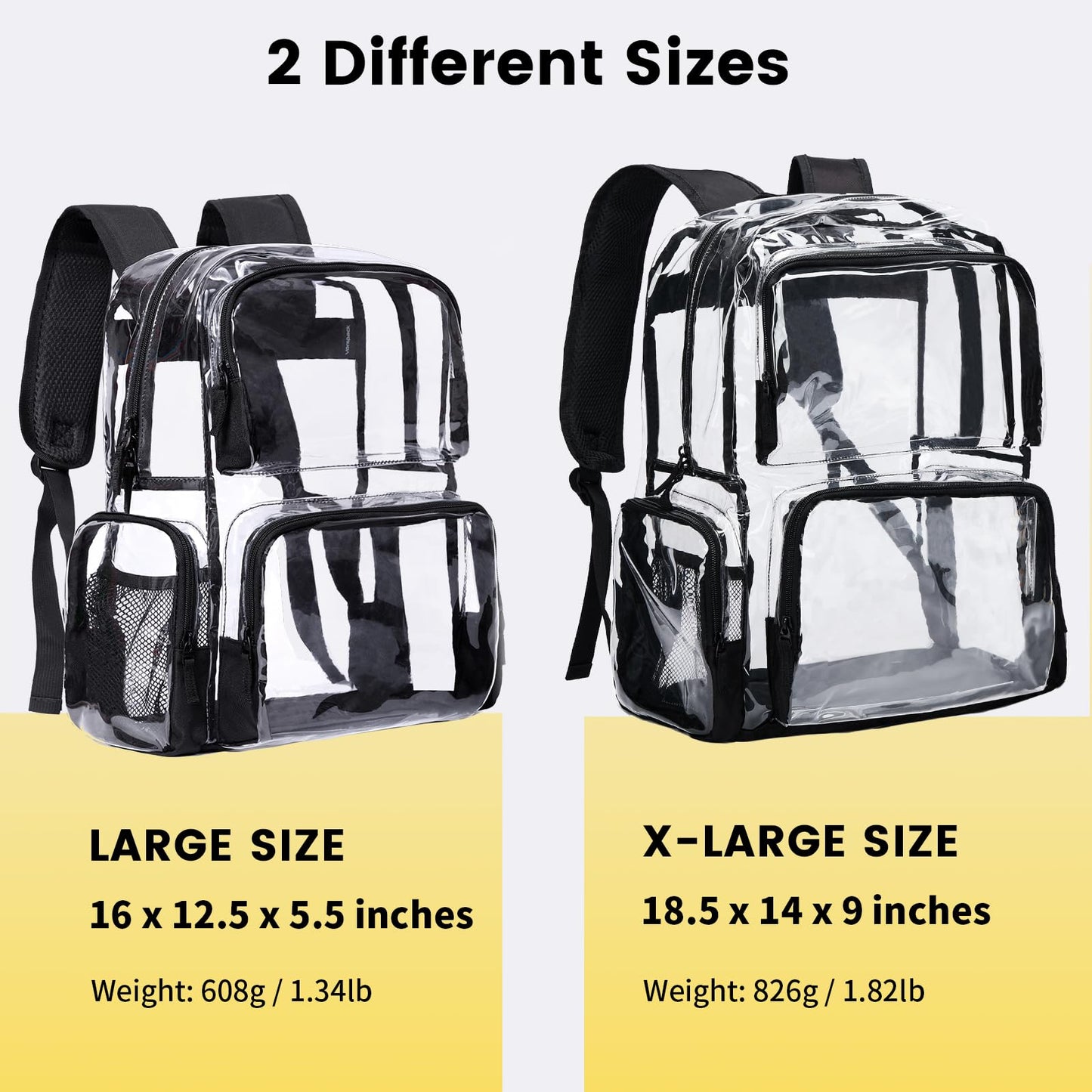 Vorspack Heavy Duty Clear Backpack, Extra Large Transparent Bookbag, Black