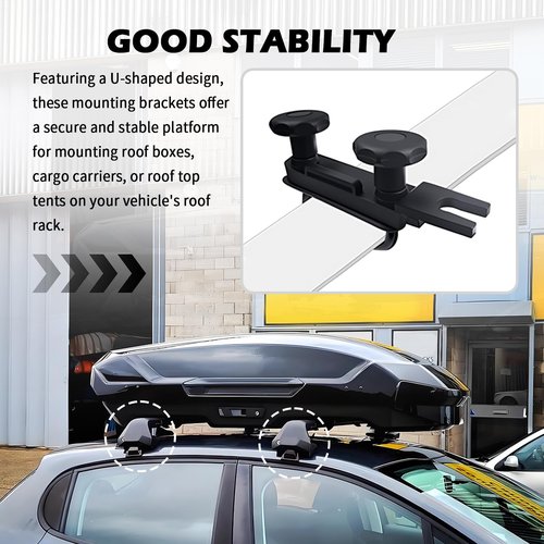 4PCS U-Bolt Roof Rack Mounting Brackets,Durable Roof Rack Clamps Kit with Straps & Nuts Provide Firm Fixation for Roofs Box,Professional Car Accessories Roofs Racks Brackets