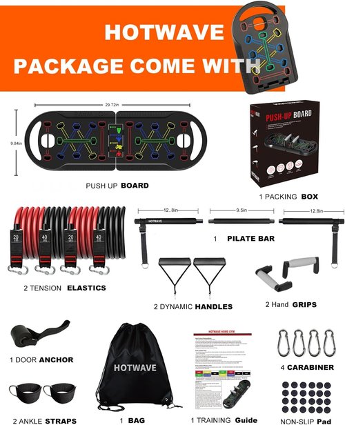 HOTWAVE Push Up Board - Portable 20-in-1 Fitness Equipment for Home Gym | Strength Training for All