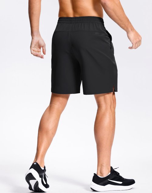 GGJ Men's Lightweight Athletic Shorts with 2 Zipper Pockets 7" Gym Workout Running Quick Dry Tennis Basketball Shorts for Men Black L