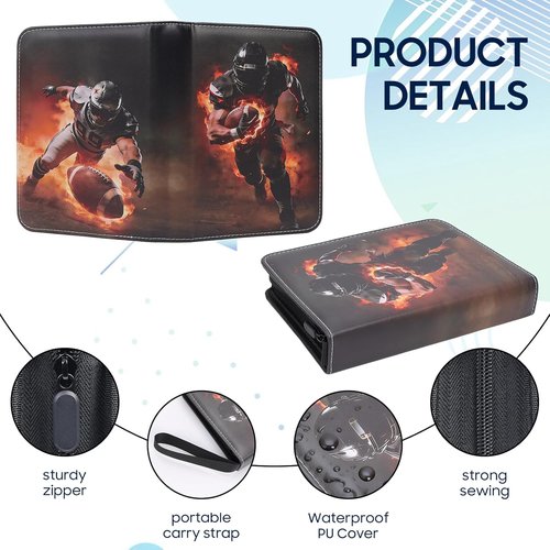Football Card Binder - 4 Pocket Trading Card Album with 400 Pockets & 50 Removable Sleeves | Portable Collectible Holder for Kids