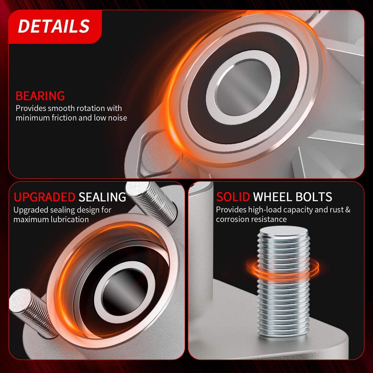 CASISPRO Golf Cart Front Wheel Hub Assembly for Club Car DS & Precedent 2003-Up, Club Car Front Wheel Bearing Hubs with Dust Cover, OEM# 102357701, 2PCS