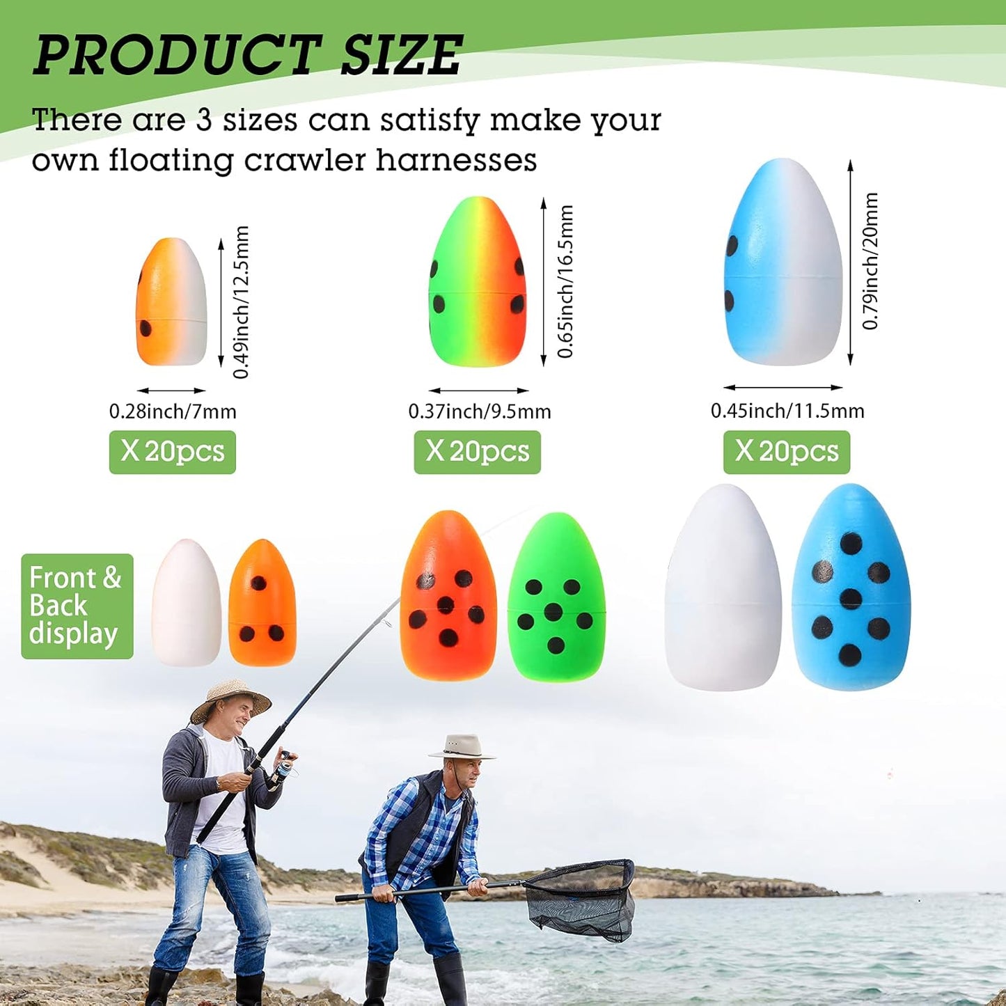 Skylety Foam Floats - 60 Pieces Snell Fishing Rig Indicators for Trout, Catfish & Walleye