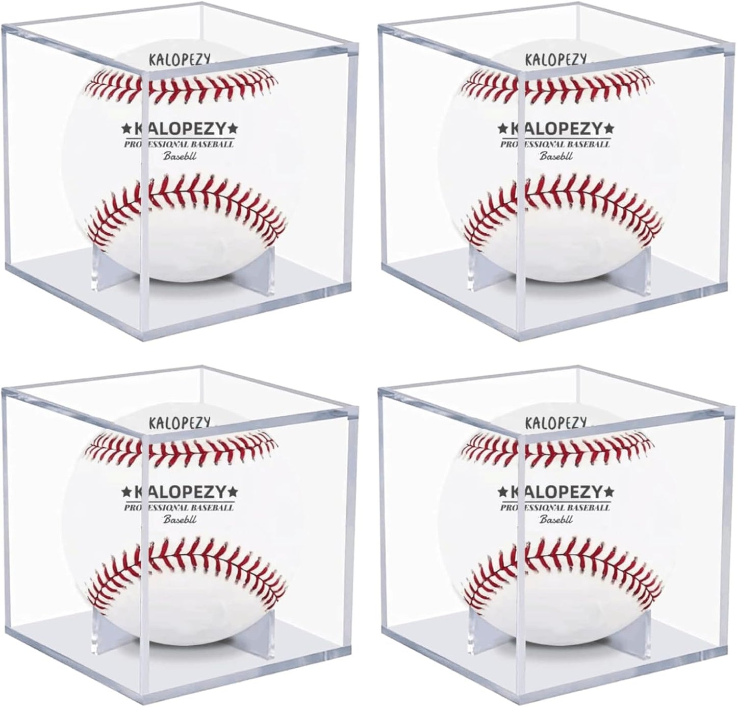 Skiennix Baseball Display Case - UV Protected Acrylic Cube for Memorabilia | 4 Pack, Clear Autograph Ball Protector
