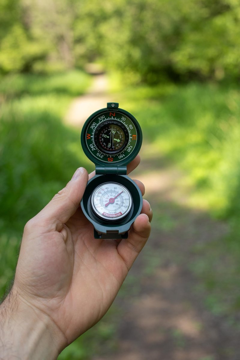Coghlan's Compass with Thermometer for Hiking, Camping, and Outdoor Navigation – Compact and Lightweight Survival Gear with Luminous Dial for Easy Direction Reading