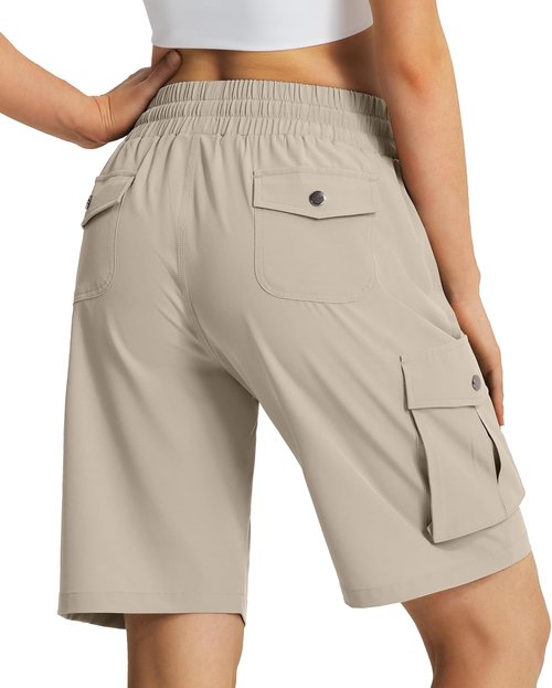 Hugut Women's Hiking Cargo Shorts - Quick Dry, Lightweight Summer Shorts with 6 Pockets | Ideal for Camping & Travel