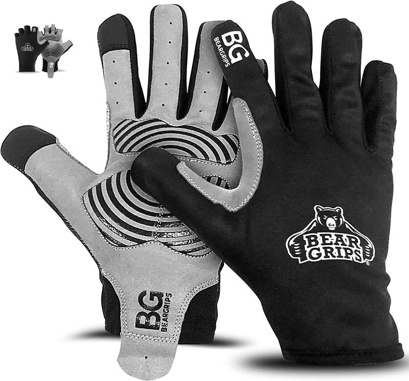 Bear Grips Weight Lifting Gloves for Men & Women | Half Finger Lifting | Full Finger Workout Gloves for Men | No Finger Exercise l Compression Weightlifting | Gym