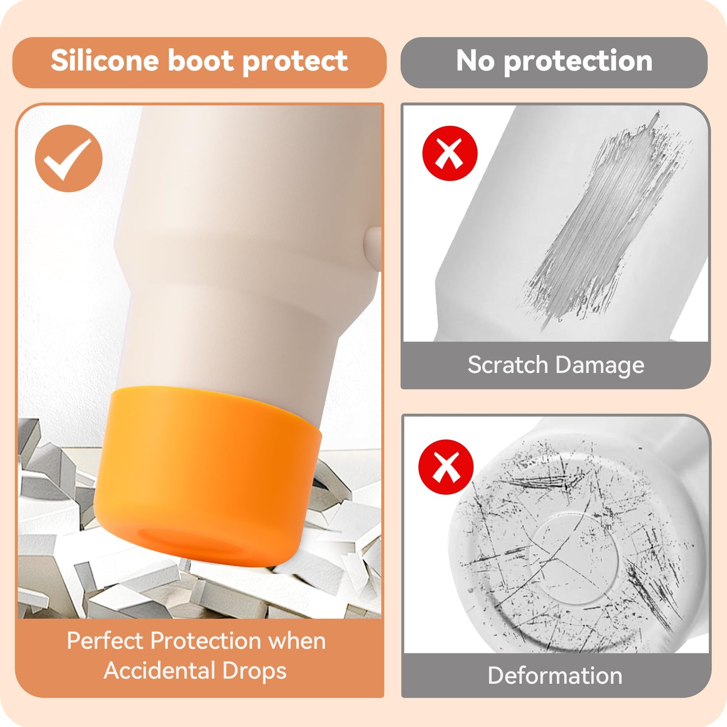 2Pack Silicone Boot Protector for Owala 24/40oz Travel Tumbler, 12oz Bottle
