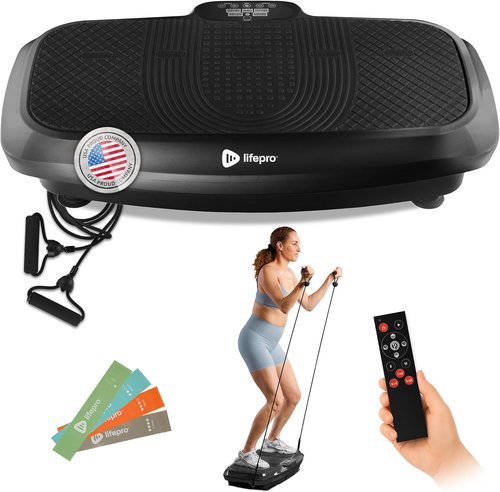 Lifepro Vibration Plate | Whole Body Vibration Machine for Lymphatic Drainage & Toning - Home Workout with Resistance Bands