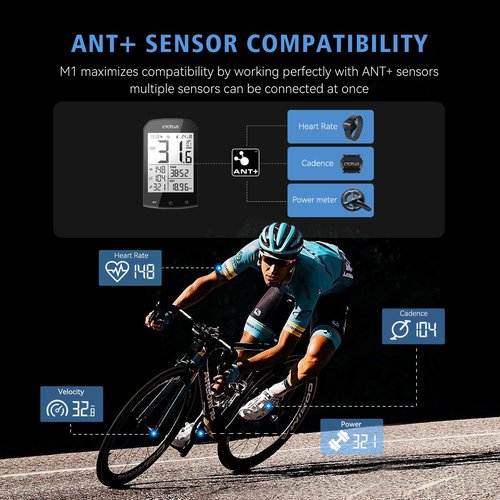 CYCPLUS Bike Computer Set Include Speed Sensor and Mount, Wireless Bicycle Speedometer Odometer, IPX6 Waterproof ANT+ Bluetooth