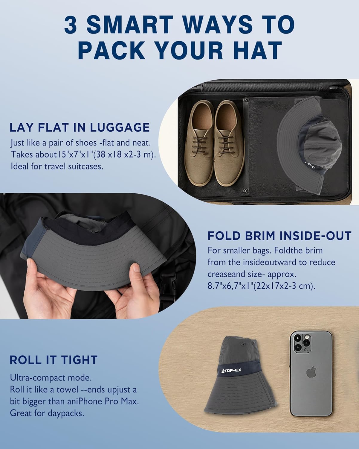TOP-EX Cooling Sun Hat - UPF 50+ Wide Brim with Neck Flap for Hiking, Fishing & Comfort