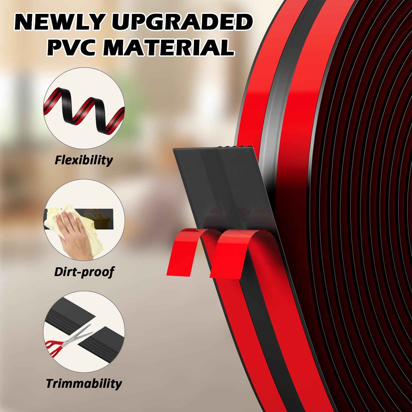 Pluden 10FT Vinyl Rubber Stair Edge Nose Trim Stair Nosing Non-Slip Self Adhesive Stair Edge Protector Suitable for Indoor/Outdoor Stairs Non-Slip and Waterproof