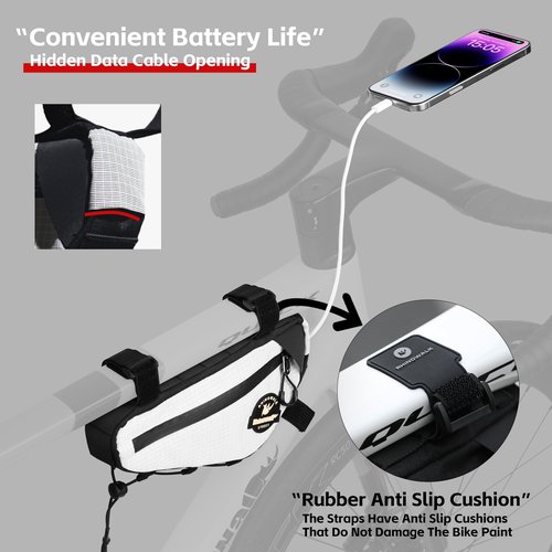 Rhinowalk Bike Frame Bag Waterproof Bike Triangle Bag Bicycle Pouch Professional Cycling Accessories-White
