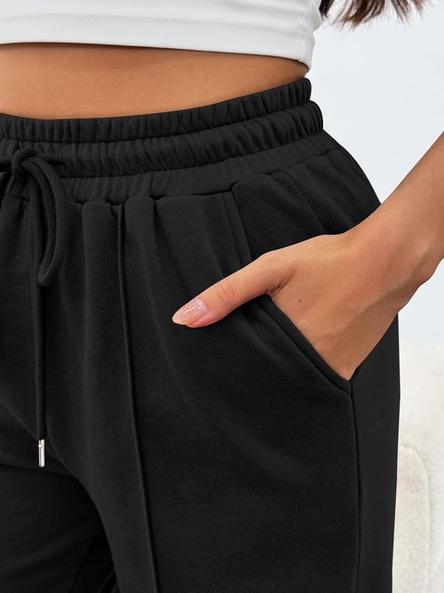 Trendy Queen Womens Wide Leg Sweatpants Baggy Loose Fall Barrel Casual Lounge Athletic Pants Comfy Teen Girl Cute Joggers Black M