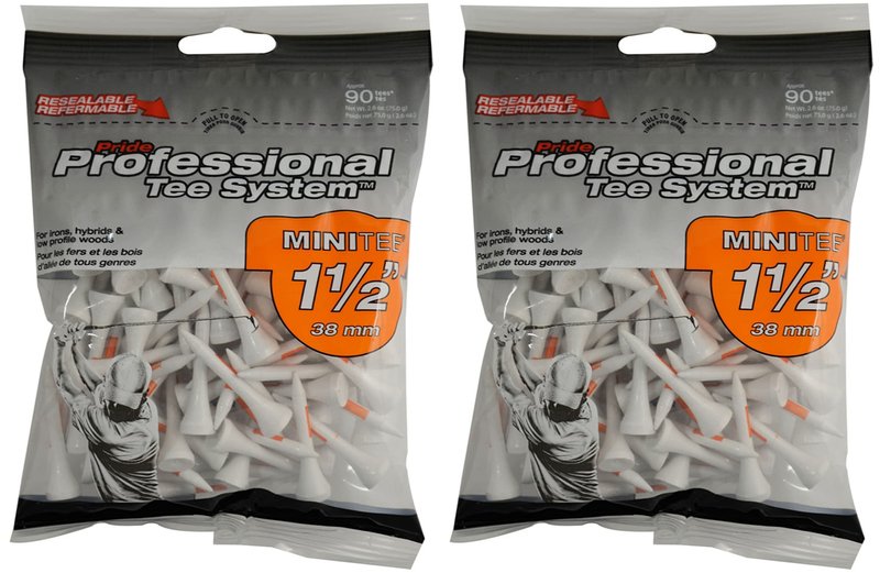 Pride Professional Tee System Minitee 1 ½" Golf Tees, 90 Count (Pack of 2)