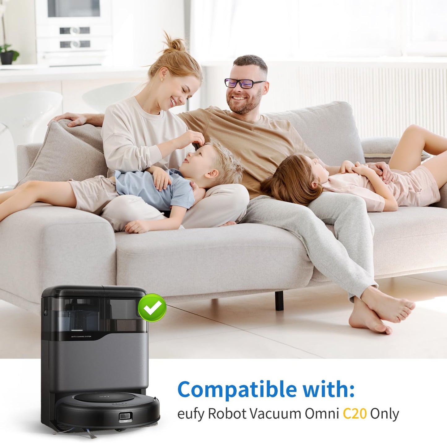 BUXEBUX 23 Pack C20 Omni Replacement Parts Accessories for Eufy C20 Omni Robot Vacuums kit, 1 Roller Brush, 4 HEPA Filters, 4 Mop Pads, 6 Side Brushes, 6 Dust Bags, 1 Clean Tool, 1 Screwdriver